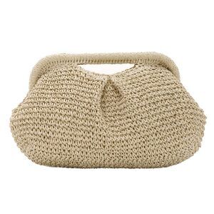6247 Clutch Purses Straw Woven Cloud Dumpling Bag Summer Beach Straw Clutch